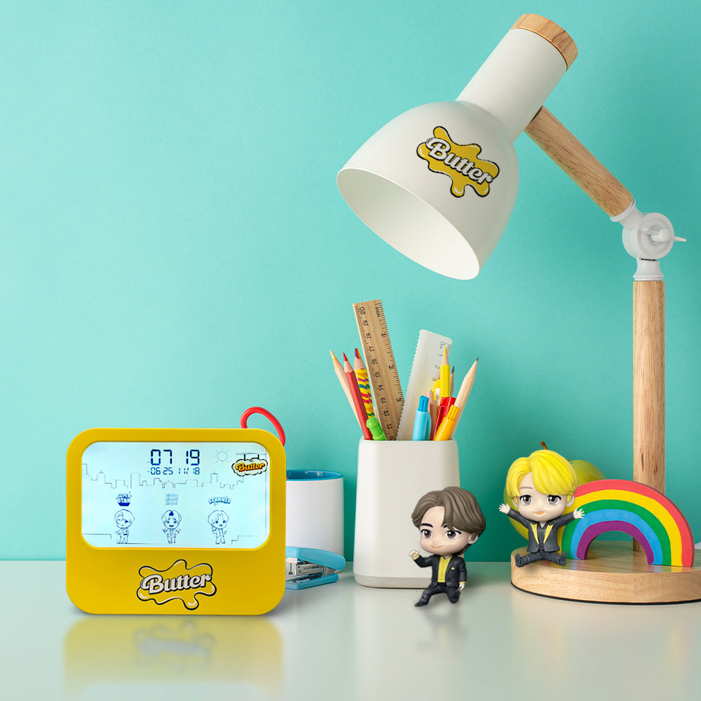 (ONE) BTS _ Tiny Tan Butter Noiseless LED Desk Clock Alarm Clock Mood Light Recording Function