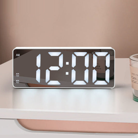 (ONE) Mirror - Modern Big Font Digital LED Desk Alarm Clock Snooze Brightness Control