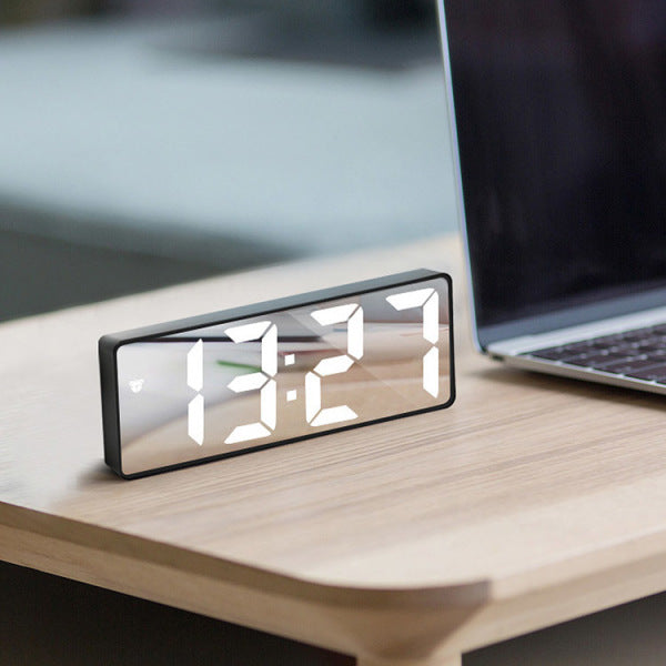 (ONE) Mirror - Modern Big Font Digital LED Desk Alarm Clock Snooze Brightness Control