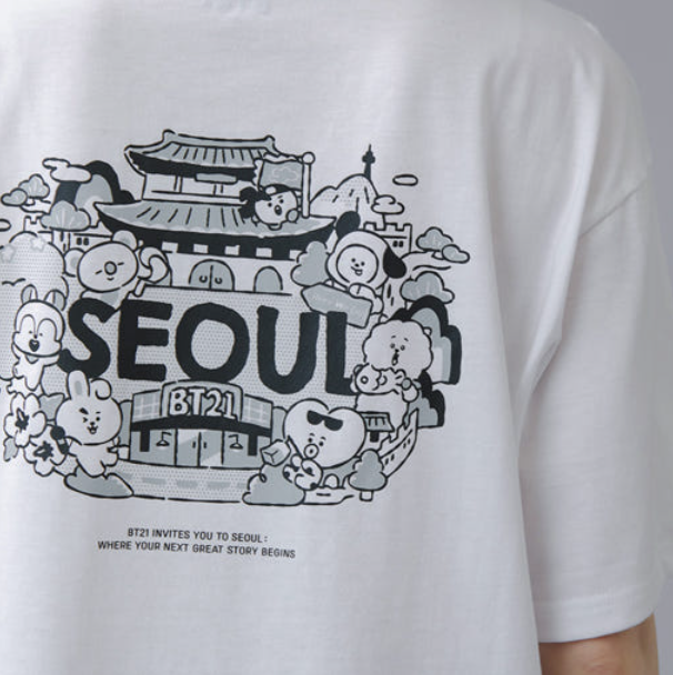 (ONE) BT21 Seoul Edition Short Sleeve T-Shirt VER.2 White