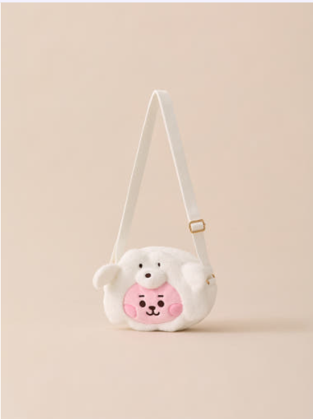 (ONE) BT21 COOKY BABY Fluffy Face Doll Crossbody Bag