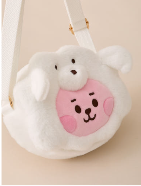 (ONE) BT21 COOKY BABY Fluffy Face Doll Crossbody Bag