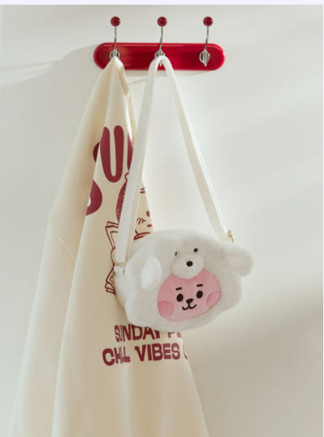 (ONE) BT21 - COOKY BABY Fluffy Face Doll Crossbody Bag