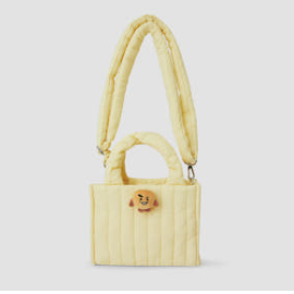 (ONE) BT21 - Line Friends Face Doll Badge Quilted Bag
