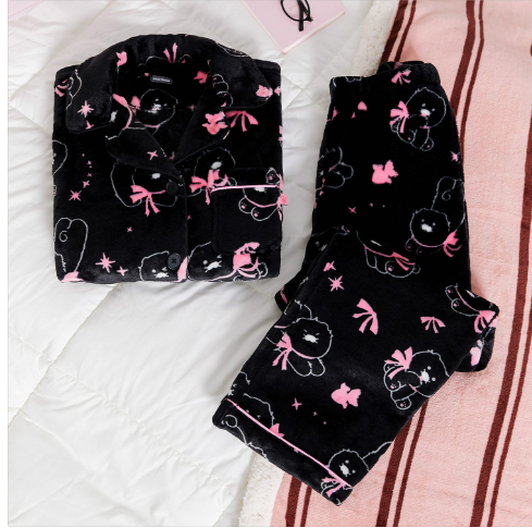 (ONE) KAKAO FRIENDS - Black Chun Women's Sleep Pajamas_Chun Sik