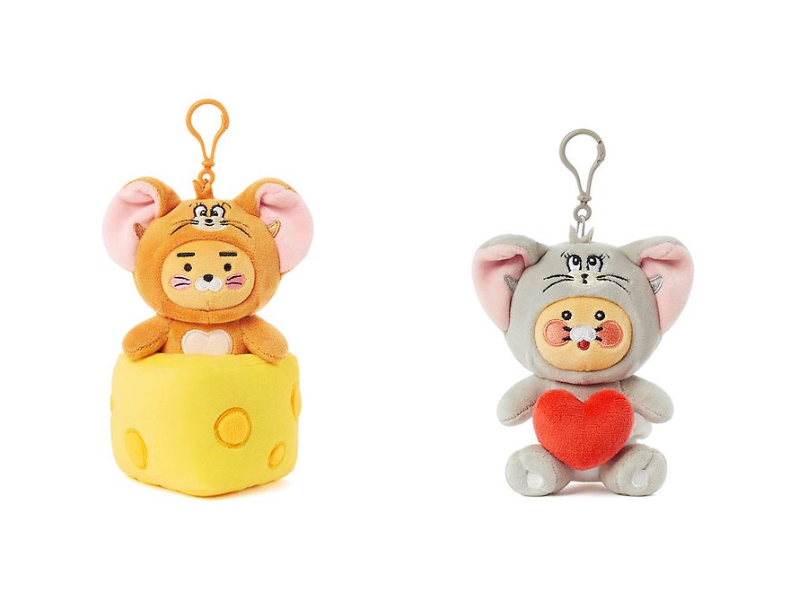 (SET) Tom and Jerry X Kakao Friends - Keychain Plush Jerry Ryan & Tuffy Chunsik SET