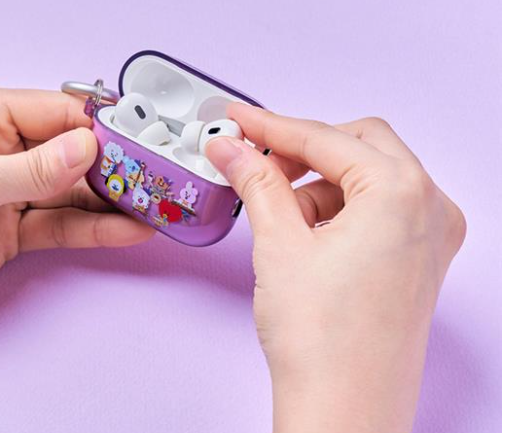 (ONE) BT21 Line Friends Hop In Rub Elago Airpod Pro 2 Clear Hanging Case