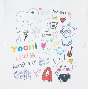 موديل الثاني ميديم |(ONE) TRUZ - Line Friends Artist Hyungline Short Sleeve T-Shirt (M)