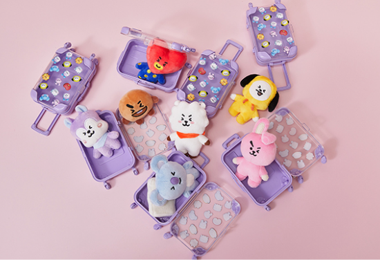 سيت كامل دميه وحقيبه (SET) BT21 - Line Friends Big & Tiny Mini Carrier Doll