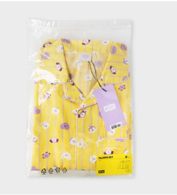 (SET) BT21 Line Friends New Basic Yellow Stripe Pajama Set (M - L)