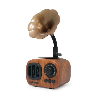 (One) Billboard - Retro Horn All in One Bluetooth Speaker RT-02 راديو تشغيل 10 ساعات اتصال لاسلكي ذاكرة فتحه بطاقه تصميمين سماعه بلوتوث بتصميم ريتو من خشب طبيعي كوري ملمس