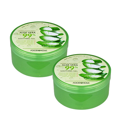 FOODAHOLIC - Aloe VERA 99% SOOTHING GEL 300ml مستخلص من اوراق الصبار  مهدى حمايه ترطيب يحتوي عدده فيتامين ثلاثمائه مكون يعالج عطش جلد واعاده توازن