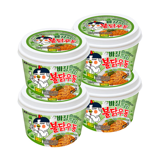 سيت عدد اربع | (set) Samyang - Basil Cream Buldak Udon 213.5g [Country of Origin 4 Pcs]