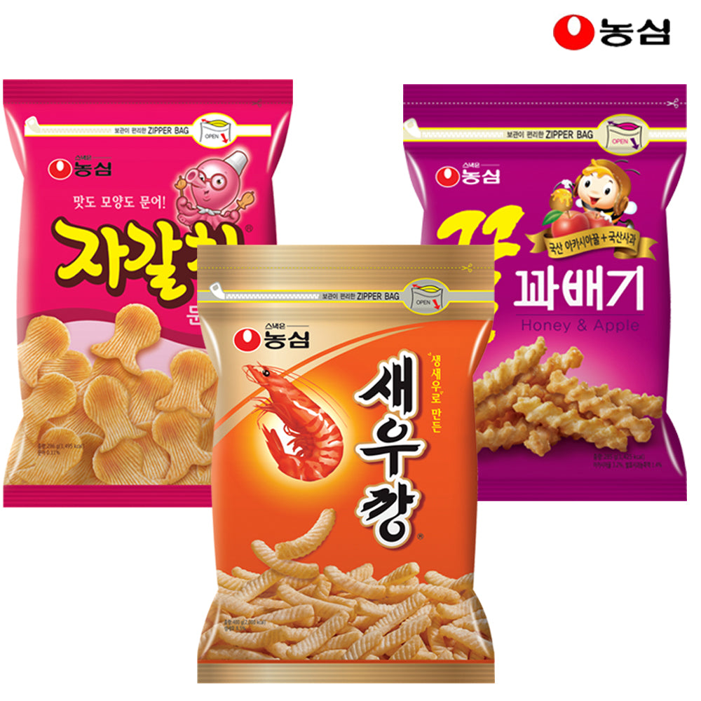 سيت عدد  ثلاث |(SET) Nongshim Large Capacity Snack Zipper Bag Shrimp Cracker Twist