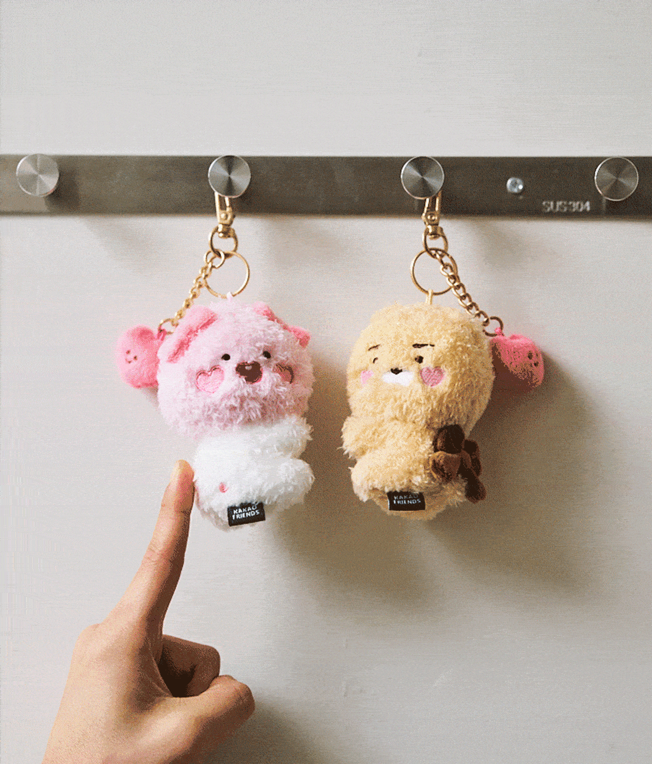 (SET) KAKAO FRIENDS - Love Magnet Keyring Doll Set_Little Lion & Little Apeach