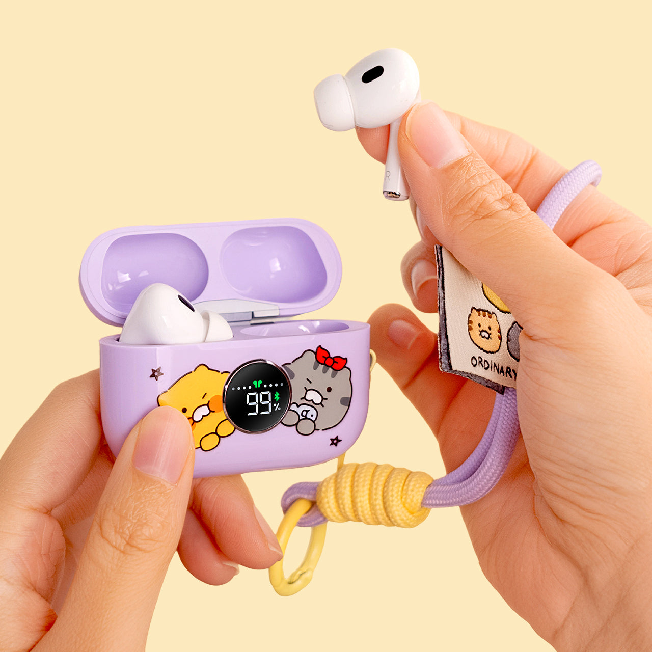 (One)* Kakao Friends - Ordinary Day Wireless Bluetooth Earphones (Purple) | إيرفون بلوتوث لاسلكي كاكاو فريندز - بنفسجي