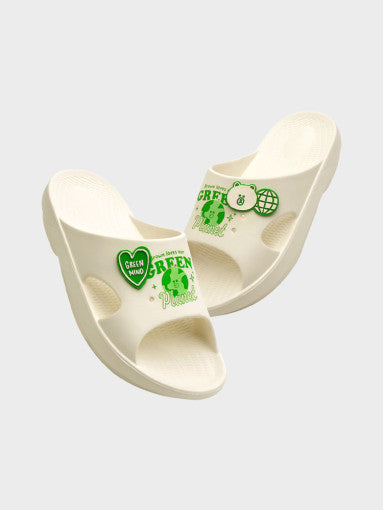 (ONE) LINE FRIENDS - Gunjong Brown On Green Eco Green EVA Slippers (230-260mm)