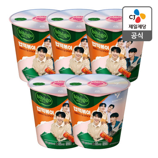 سيت من 5 علب نكهه سبايسي، وزن كيلو | (SET) Temperature - Cup Tteokbokki 110g, 5 Pack [Country of Origin: See detailed description] Bibigo Room