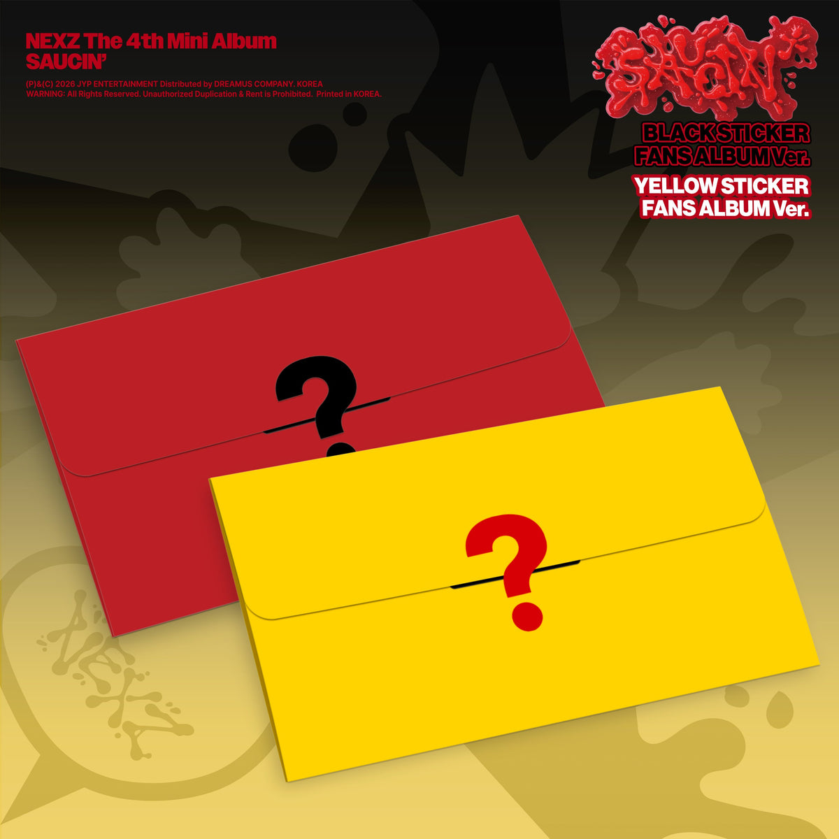 [NEXZ|نيكسز] {Kpop} (One) NEXZ - The 4th Mini Album [SAUCIN'] (Black / Yellow Sticker FANS Album Ver., Random) | نيكسز - الألبوم المصغّر الرابع [ساوسن] (ألبوم فانز بالملصقات، عشوائي)