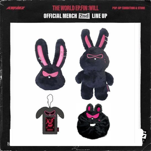 (SET) ATEEZ KPOP Aniteez Cartoon Plush Toy Keychain MITO Doll Card Holder Pop-up Store Gift Set Seonghwa Hongjoong Hairband Fan Curl