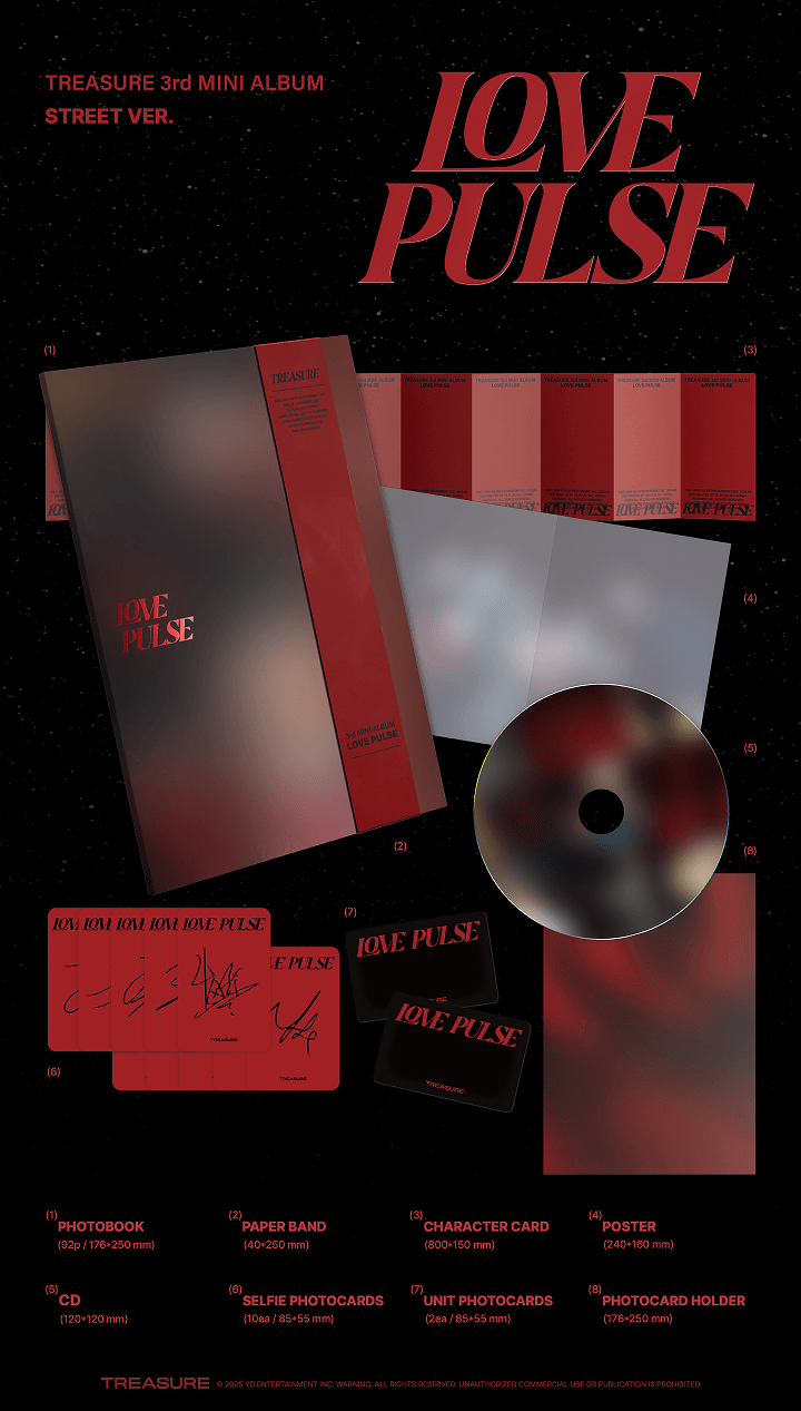 (SET) TREASURE 3rd MINI ALBUM [LOVE PULSE] METAL & STREET & ROCKCHIC VER. (Set)