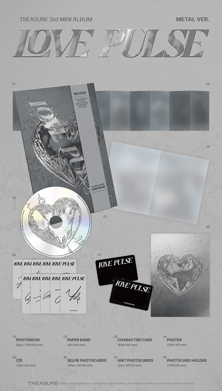 (SET) TREASURE 3rd MINI ALBUM [LOVE PULSE] METAL & STREET & ROCKCHIC VER. (Set)