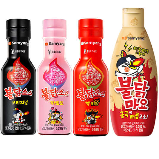 (SET) Samyang Foods Buldak Sauce + Nuclear Buldak Sauce + Carbonara Buldak Sauce + Buldak Mayo Sauce 4 types, 850ml, 1 set