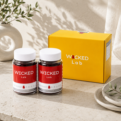 [Vitamin&Health|فيتامين&صحة] (Set) WICKED Lab Ruby Gummy Bear ACV Jelly 68 Gummies (2 Bottles) | ويكد لاب - حلوى دببة روبي بخل التفاح 68 قطعة (عبوتان)