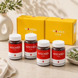 [Vitamin&Health|فيتامين&صحة] (Set) WICKED Lab Ruby Gummy Bear ACV Jelly 68 Gummies (4 Bottles) | ويكد لاب - حلوى دببة روبي بخل التفاح 68 قطعة (4 عبوات)