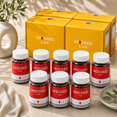 [Vitamin&Health|فيتامين&صحة] (Set) WICKED Lab Ruby Gummy Bear ACV Jelly 68 Gummies (6 Bottles) | ويكد لاب - حلوى دببة روبي بخل التفاح 68 قطعة (6 عبوات)