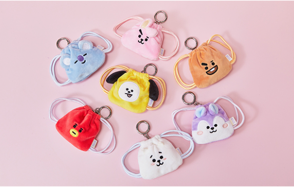 (ONE) BT21 Line Friends Big & Tiny String Backpack Keyring