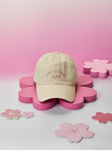 (ONE) BT21 Spring Days Beige Lettering Ball Cap