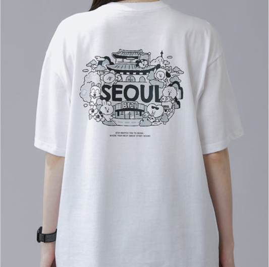 (ONE) BT21 Seoul Edition Short Sleeve T-Shirt VER.2 White