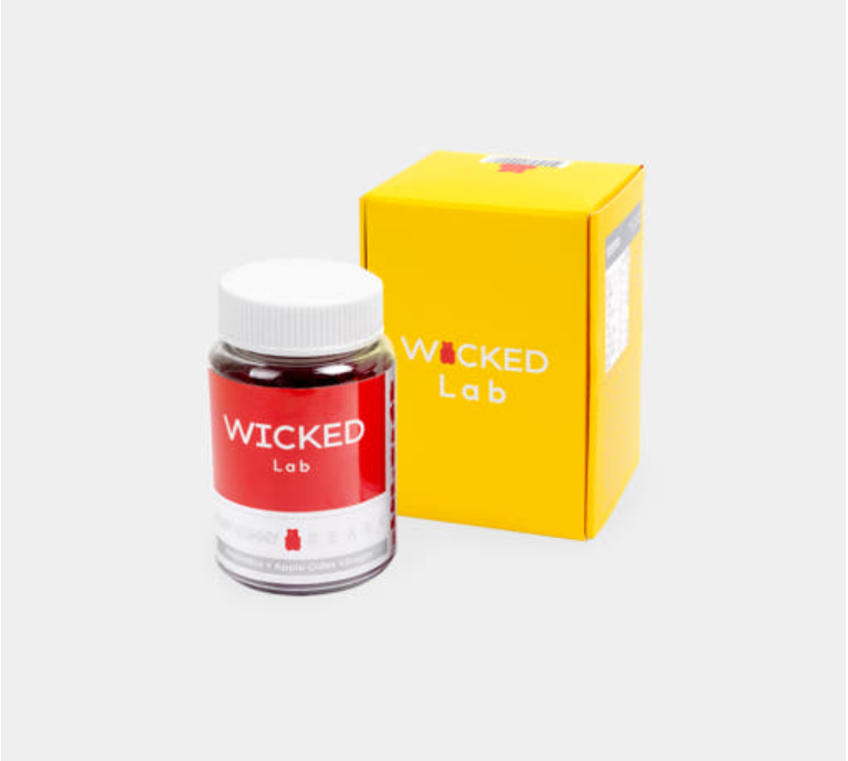 واحد - علبه خل التفاح على شكل جلي مفيد للمعده والامعاء | (ONE) Wicked Lab Ruby -  Gummy Bear Vegan Vegetable Prebiotics 1 bottle of Asavizelli (68 Gummy)