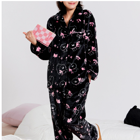 (ONE) KAKAO FRIENDS - Black Chun Women's Sleep Pajamas_Chun Sik