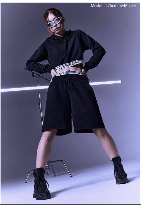 (ONE) LE SSERAFIM Oversized Shorts (Black)