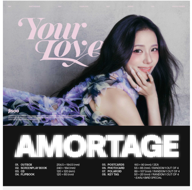 (ONE) BLACKPINK - Jisoo Album + Unreleased Amortage AMORTAGE Limited Edition Purple BLACKPINK JISOO BLACKPINK Photocard