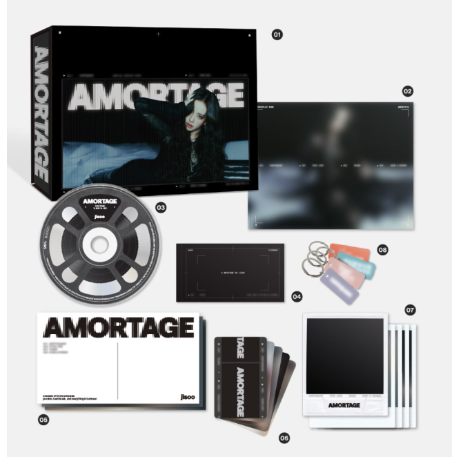 (ONE) BLACKPINK - Jisoo Album + Unreleased Amortage AMORTAGE Limited Edition Purple BLACKPINK JISOO BLACKPINK Photocard