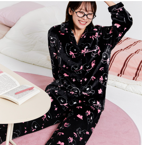 (ONE) KAKAO FRIENDS - Black Chun Women's Sleep Pajamas_Chun Sik