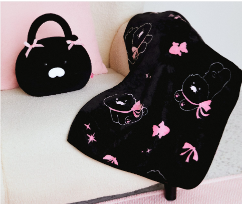 (ONE) KAKAO FRIENDS - Black Chun pouch knee blanket_Chun Sik