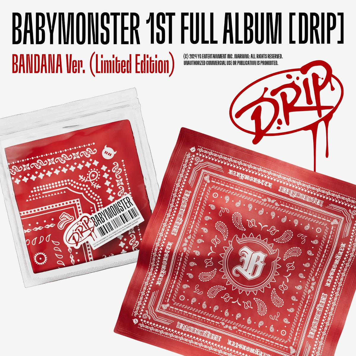 [BABYMONSTER|بيبي مونستر] {Kpop} (ONE) BABYMONSTER - 1st FULL ALBUM [DRIP] BANDANA Ver. (Limited Edition)