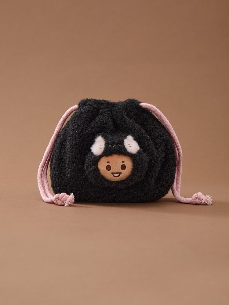 (One) BT21 - Baby More Fluffy Face Plush String Pouch | بي تي 21 - حقيبة حبل بلاش وجه بيبي مورفلافي