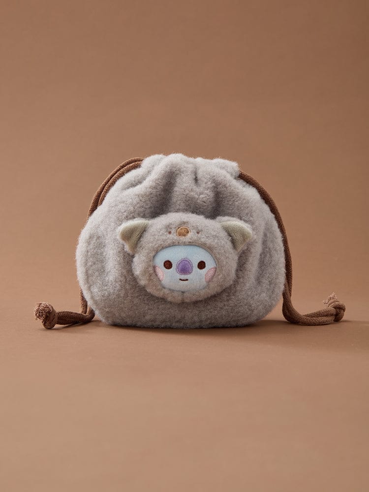 (One) BT21 - Baby More Fluffy Face Plush String Pouch | بي تي 21 - حقيبة حبل بلاش وجه بيبي مورفلافي
