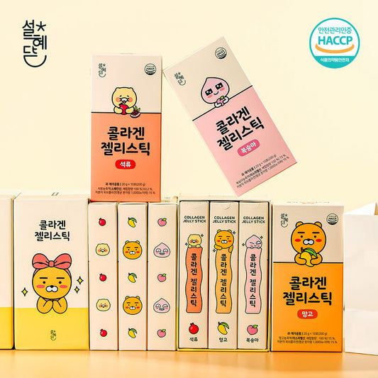 (ONE) KAKAO FRIENDS - "Recommended gift for women" Bouncy Collagen Jelly Stick Pomegranate/Mango/Peach 20g x 10 packets (30 packets in total)