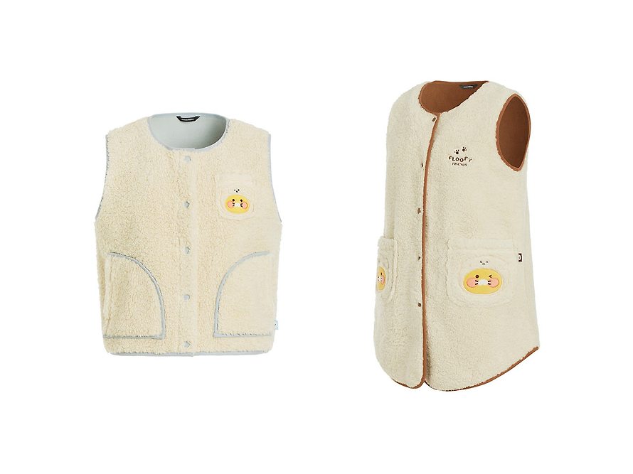 (ONE) KAKAO FRIENDS - Fluffy Friends Short Fleece Vest_Chunsik