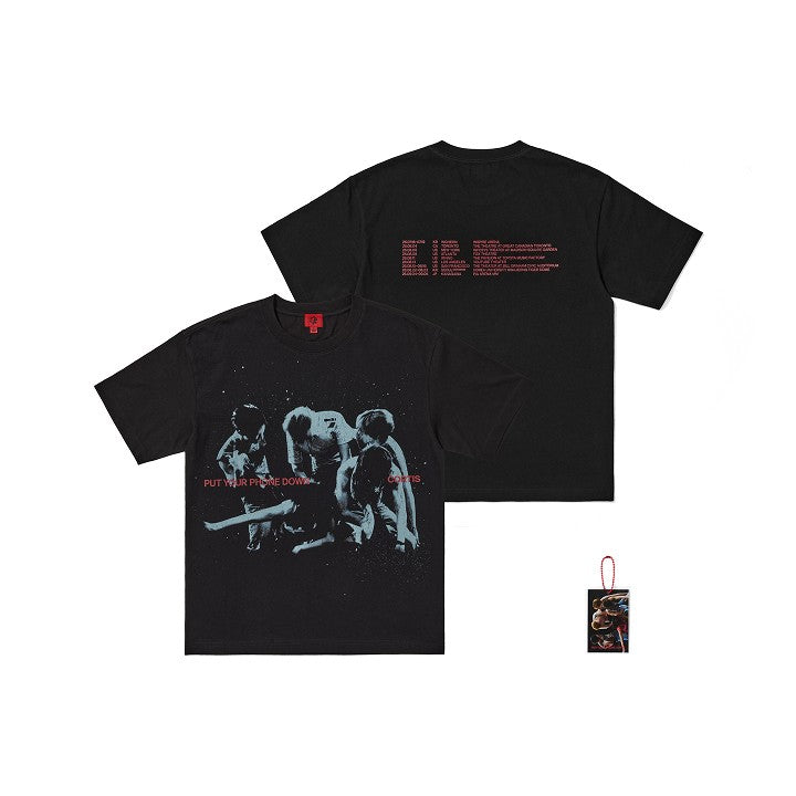 [CORTIS|كورتيس] {Kpop} (One) CORTIS - TOUR Routing T-Shirt (Black) 100% Cotton, WS/M/L/XL (2026 TOUR 'PUT YOUR PHONE DOWN') | كورتيس - تي شيرت مسار الجولة (أسود)