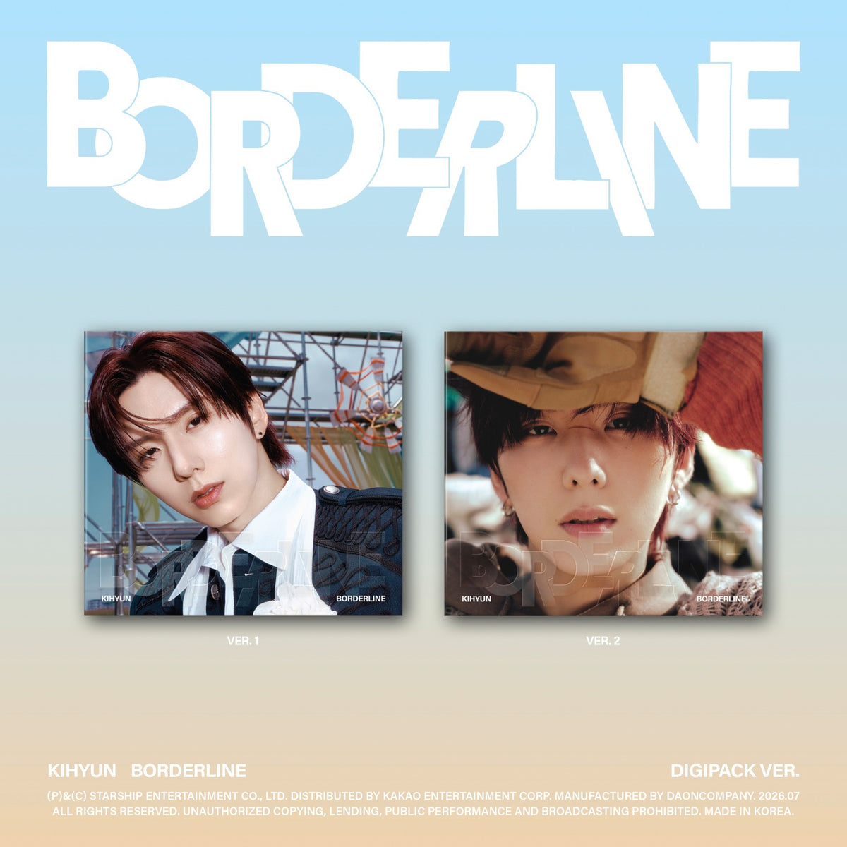 [Monsta X|مونستا اكس] {Kpop} (Set) MONSTA X KIHYUN - EP [BORDERLINE] Digipack Set of 2 (Ver. 1 + Ver. 2) | مونستا اكس كيهيون - الألبوم القصير [بوردرلاين] طقم ديجيباك من نسختين