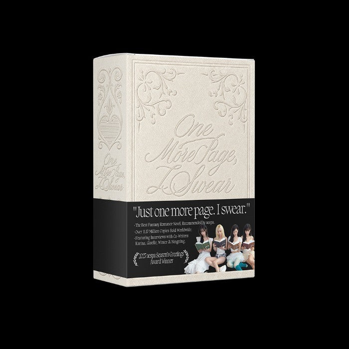 [aespa|إسبا] {Kpop} (Set) aespa - 2027 Season's Greetings [One More Page, I Swear] 18 x 24.5 x 6 cm, Desk Calendar + Handy Diary + Photo Book + Mini Poster Set + Postcard Set + Photo Card Set | إسبا - تحية الموسم 2027 [وان مور بيج آي سوير]