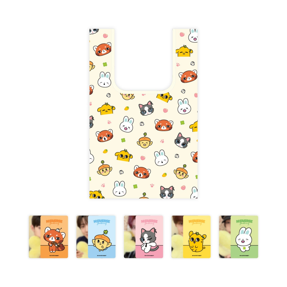 [AND2BLE|آند تو بل] {Kpop} (Set) AND2BLE - Reusable Bag 35 x 55 cm + Photocard (Random 1 of 5) (2026 Official Character Pop-Up [N:DVERSE Gardening]) | آند تو بل - حقيبة قابلة لإعادة الاستخدام 35 × 55 سم + بطاقة صور