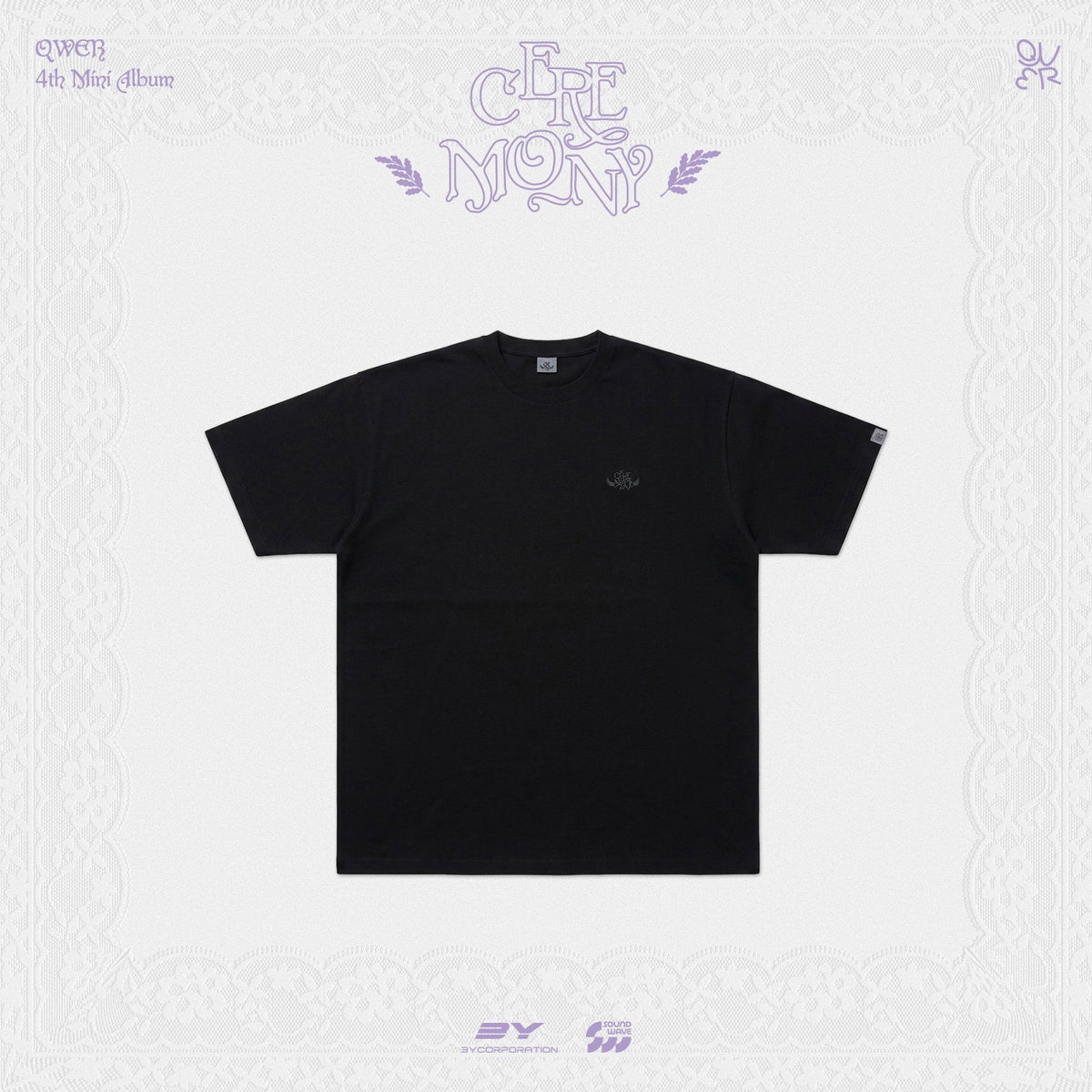 [QWER|كيو دبليو إي آر] {Kpop} (One) QWER - Over Fit T-Shirt (Black, Free Size) (4th Mini Album Pop-Up [CEREMONY]) | كيو دبليو إي آر - تيشيرت واسع القصّة (أسود، مقاس حر)